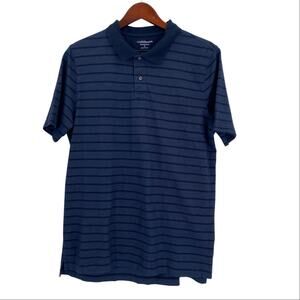 Men’s navy blue striped polo shirt size large